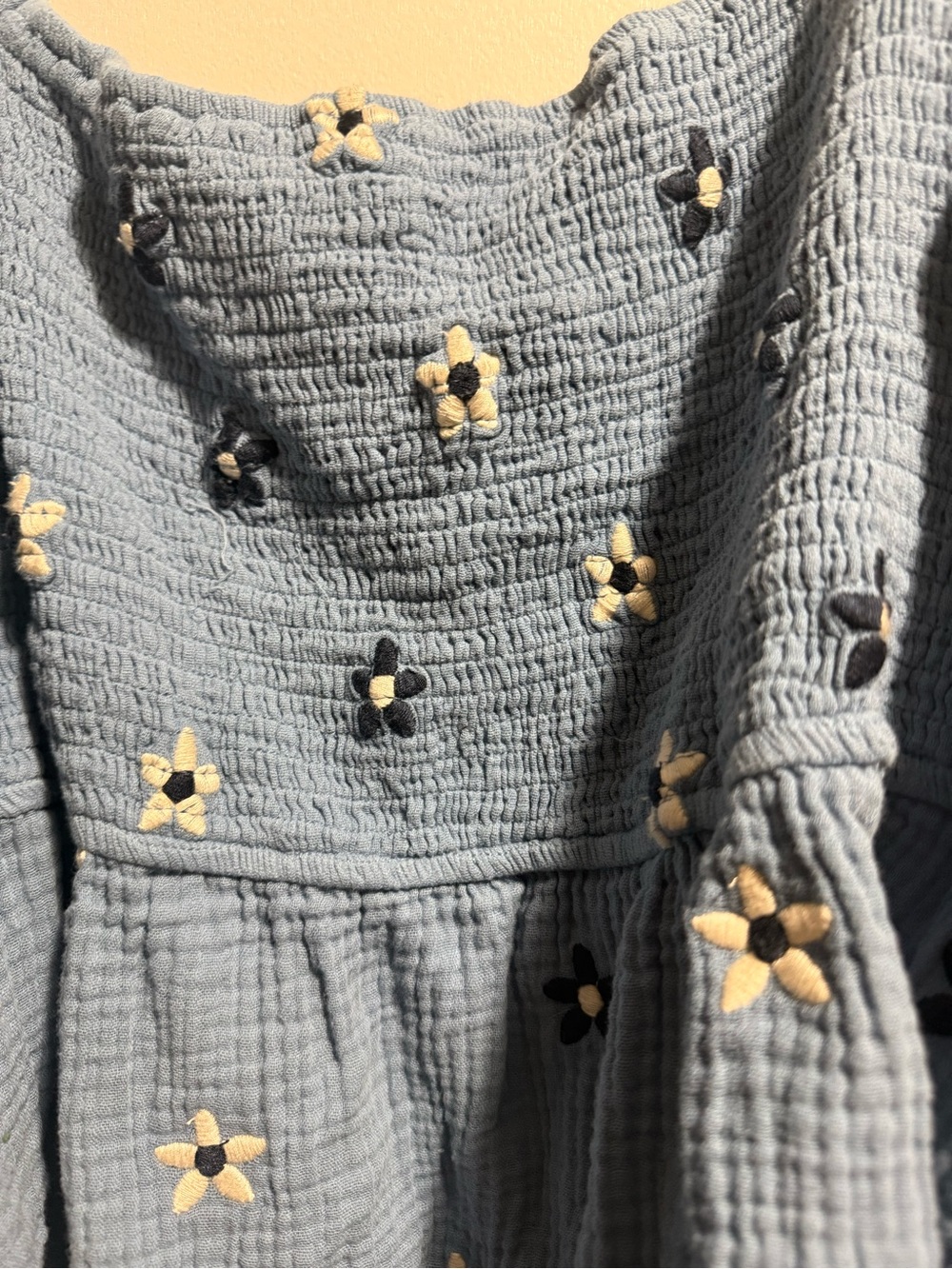 Blue Floral Peasant Top - Picture 2 of 4